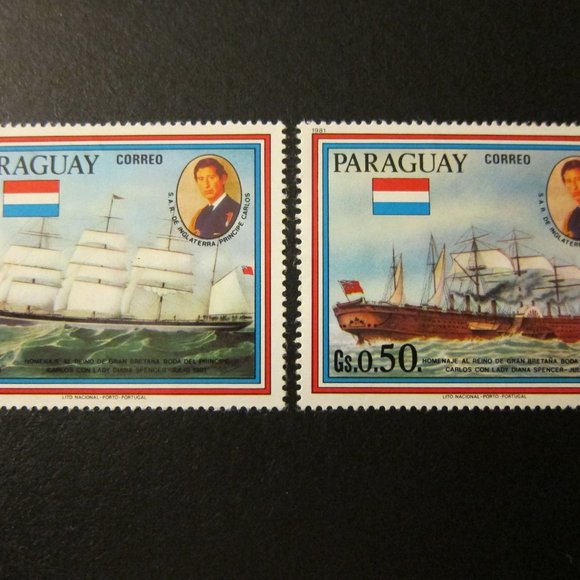 Sailing Framed Postage Stamp Art 3.5"x5", Paraguay, Pirate, sail boat gift - Picture 2 of 4